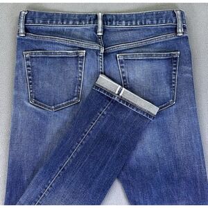 Uniqlo Jeans Mens 32x34 Blue Kaihara Selvedge Denim Slim Straight Distressed